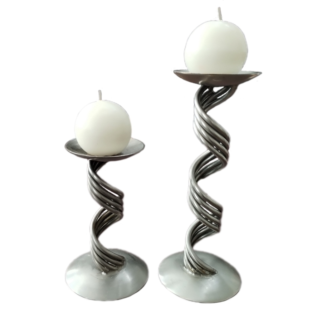 Vintage Forged Metal Spiral Candleholders